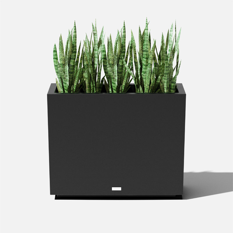 Black Rectangular Recycled Plastic Outdoor Planter