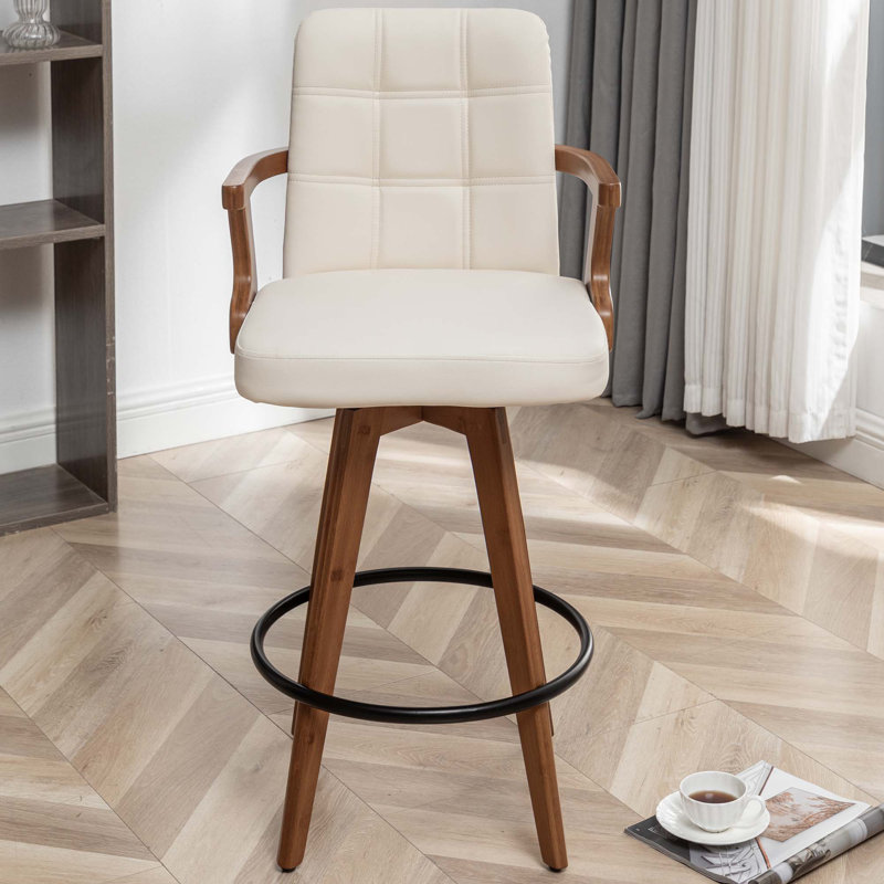 Tabouret de bar et tabouret de bar Corrales, Beige crème, Tabouret de comptoir (siège d'une hauteur de 26,7