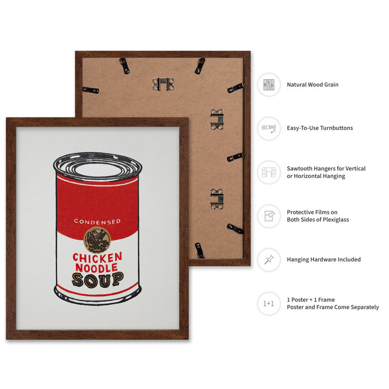 Soupe de poulet et nouilles Campbell's, Affiche, H 24 po x l 32 po, Encadrement brun