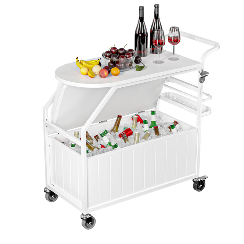Glacière roulante Winado 80 pintes blanche avec table, White