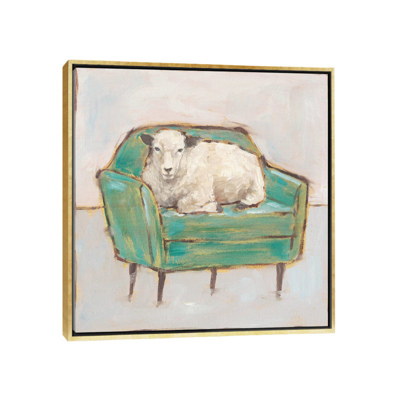 Créature confort IV par Ethan Harper - reproduction d'art, Pas de tapis, H 26 po x l 26 po x P 1,5 po, Toile encadrée d'or