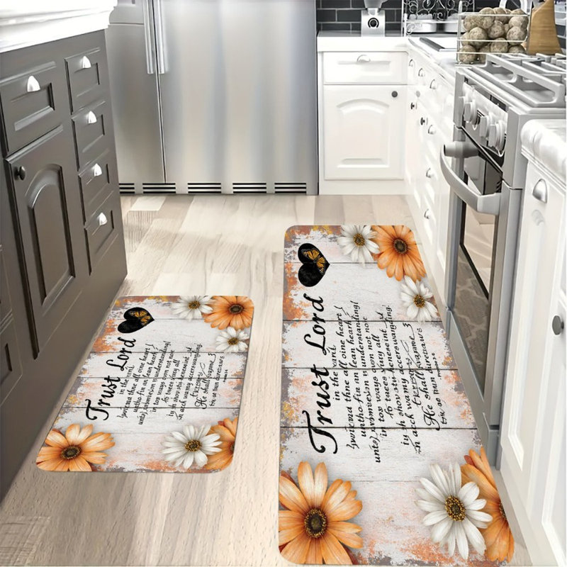 Ensemble de 2 tapis de cuisine Rustic Floral Faith