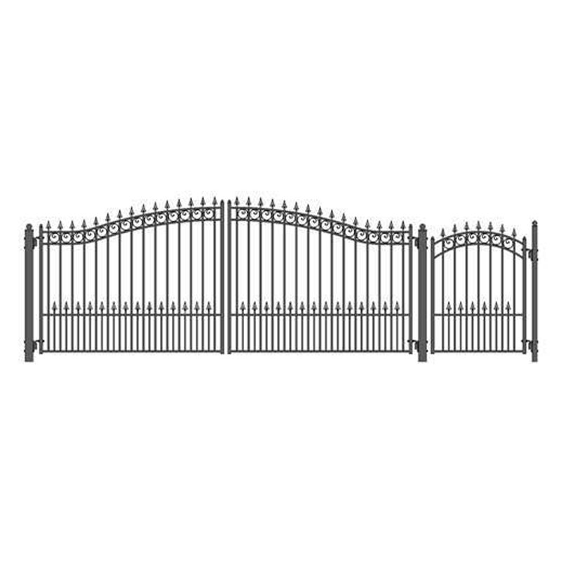 Barrière d'allée à deux battants avec barrière pour piétons Prague, H 72 po x l 240 po x P 1,58 po