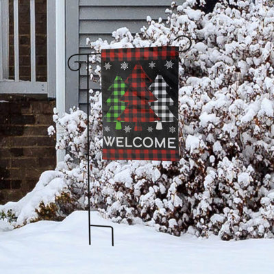 Checkered Trees Burlap Winter Garden Flag