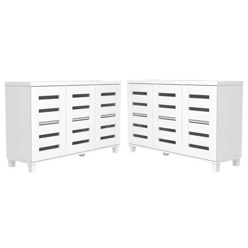 Lismore 3-Door Shoe Storage Cabinet (Set Of 2) – Holds 32 Pairs, White