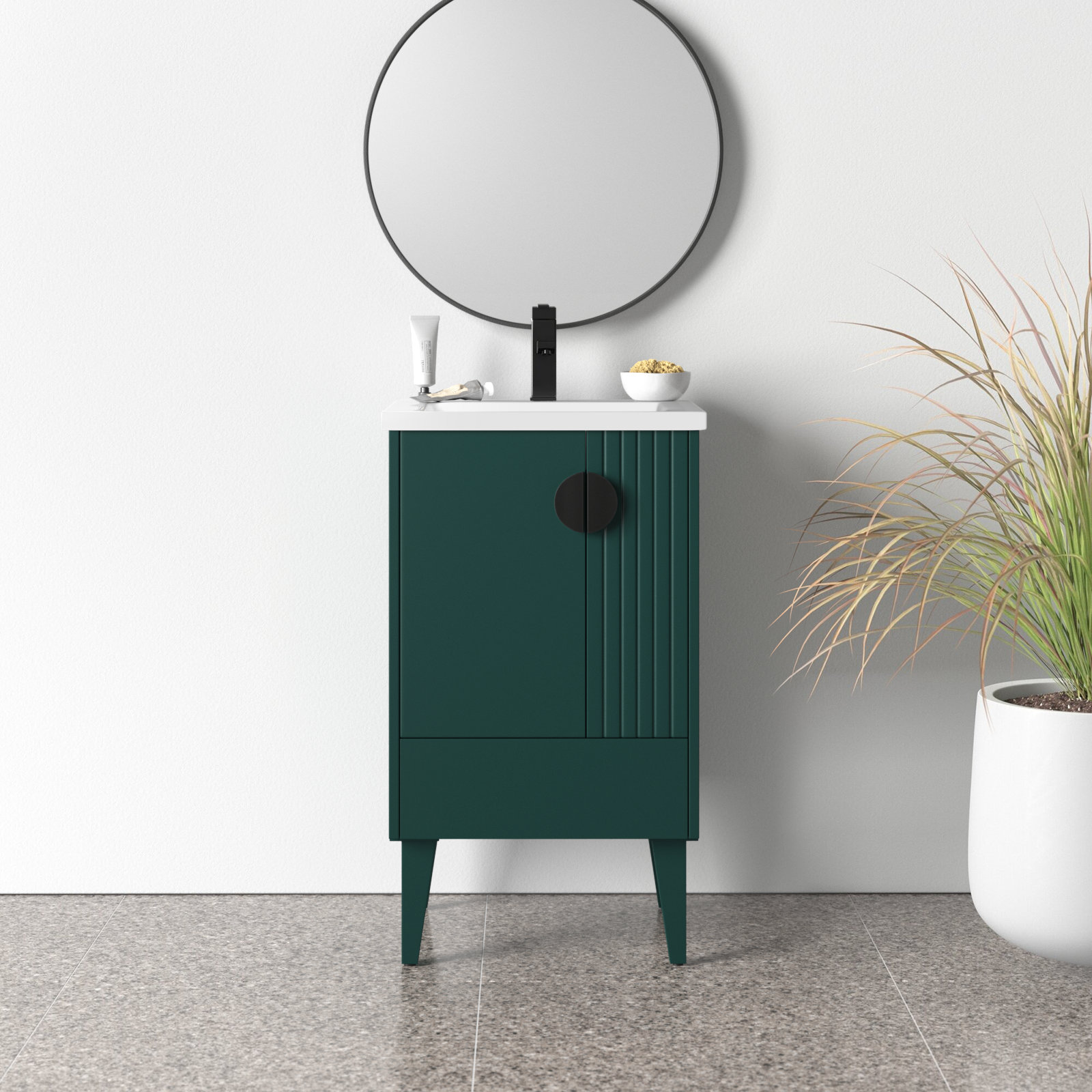 Saimah 20'' Single Bathroom Vanity, Green, Black