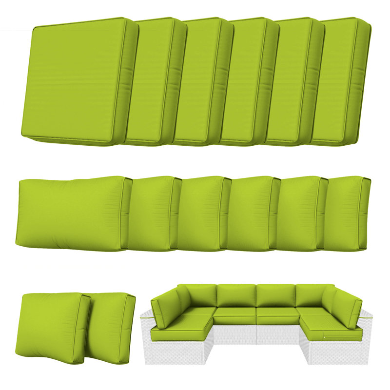 Outdoor 5" Replacement Cushion Set Seat/Back Cushions (Set Of 6 Cushions, 6 Backrests, 2 Corner Cushions)-Cushion Set Only