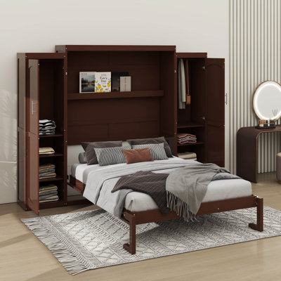 Lit escamotable peu encombrant avec garde-robes doubles et tablette de rangement pratique