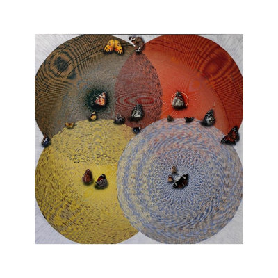 «Happy Vibration», peinture acrylique par Ghanshyam Gupta - toile abstraite de 54 po x 54 po à motif de cercles concentriques