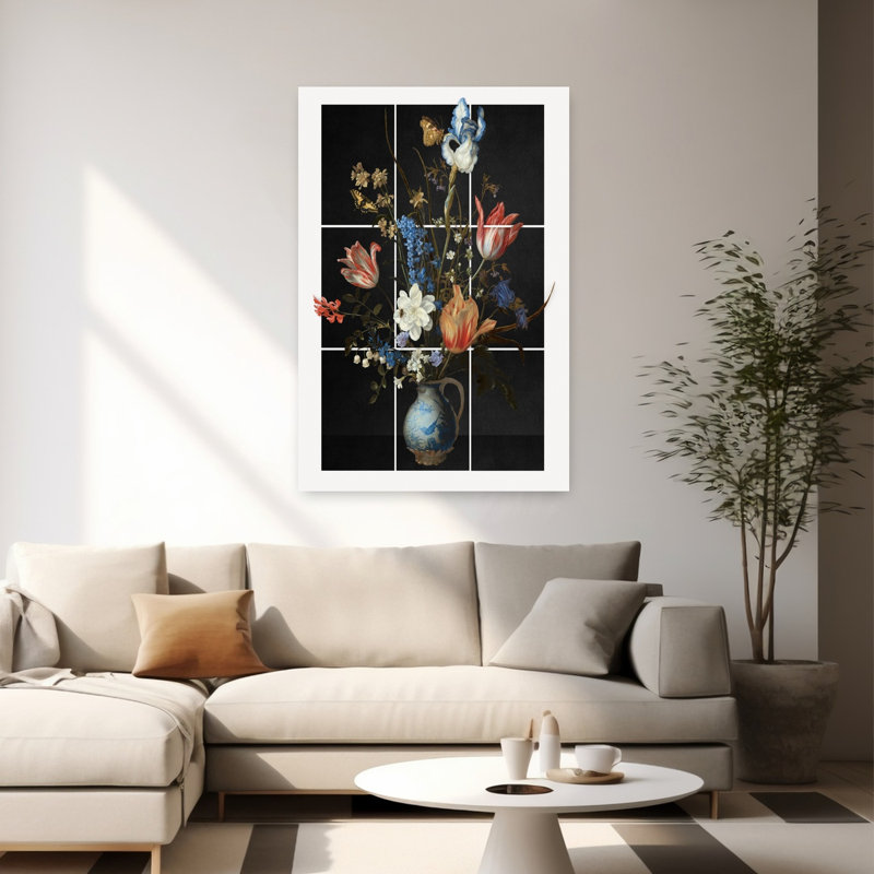 Dutch Baroque Floral Bouquet Classic Colorful Elegant Butterfly Bee Hyacinth Flower Nature Wall Art Print 1 Piece Wrapped Canvas Wall Art