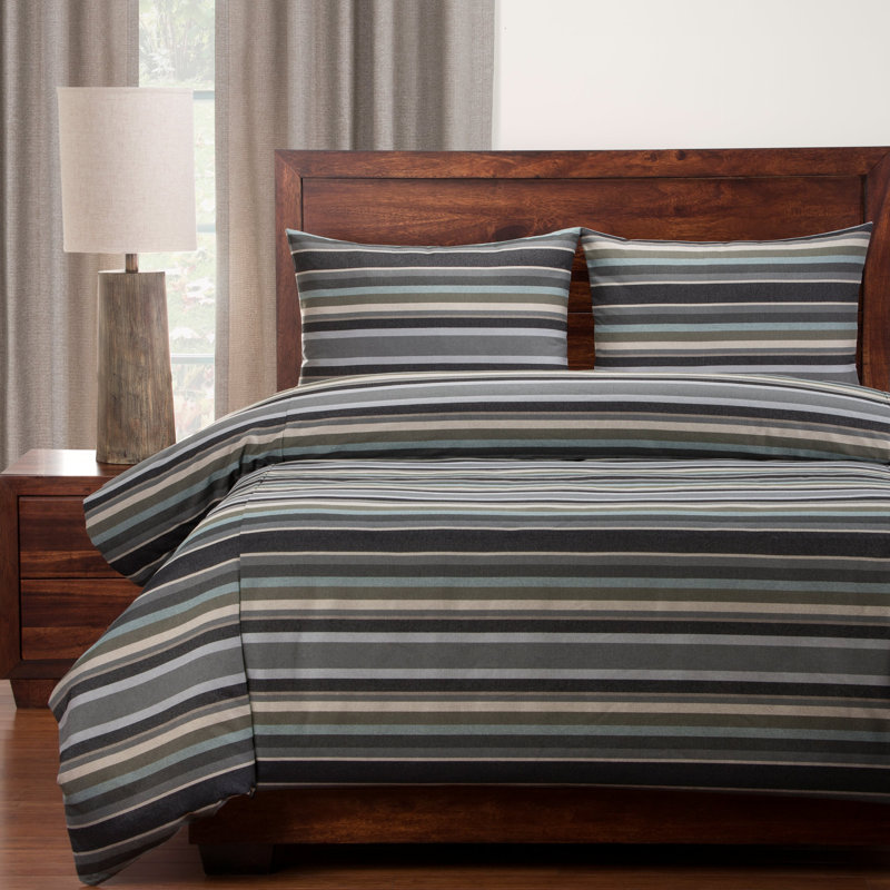 Striped Duvet Cover, Queen Duvet Cover, Gray