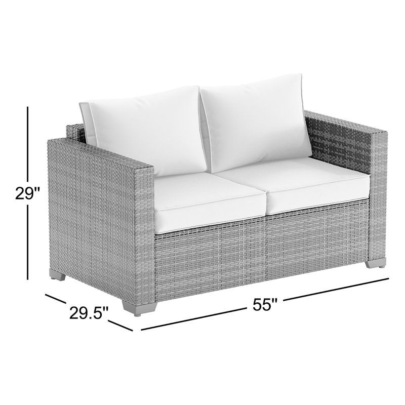 Causeuse d'extérieur élégante en osier, Beige
