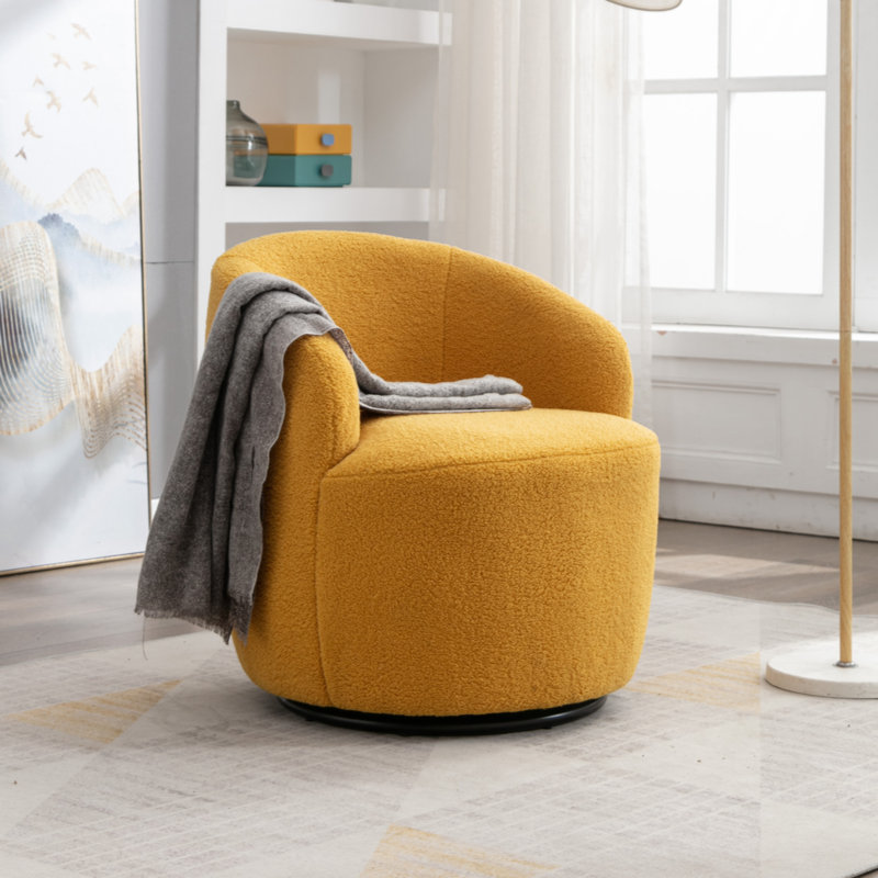 Fauteuil de réception, fauteuil demi-tonneau pivotant, Jaune
