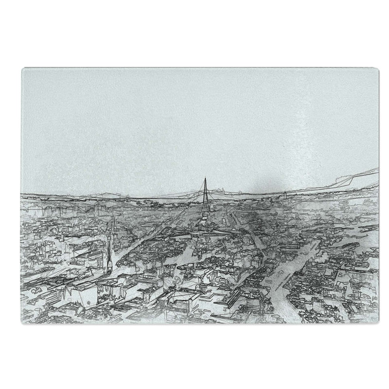 Tempered Glass Paris Skyline Chopping Board, 28.5 cm W x 20 cm L
