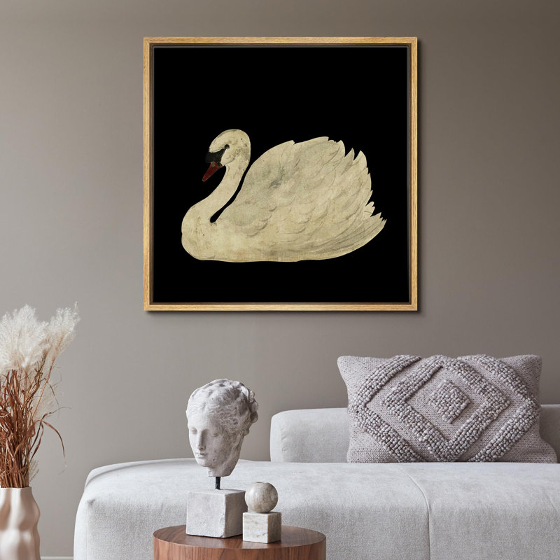 Élégant cygne, aquarelle, minimaliste, oiseau, illustrations, réalisme, décor, panoramique, terre encadrée, Toile naturelle