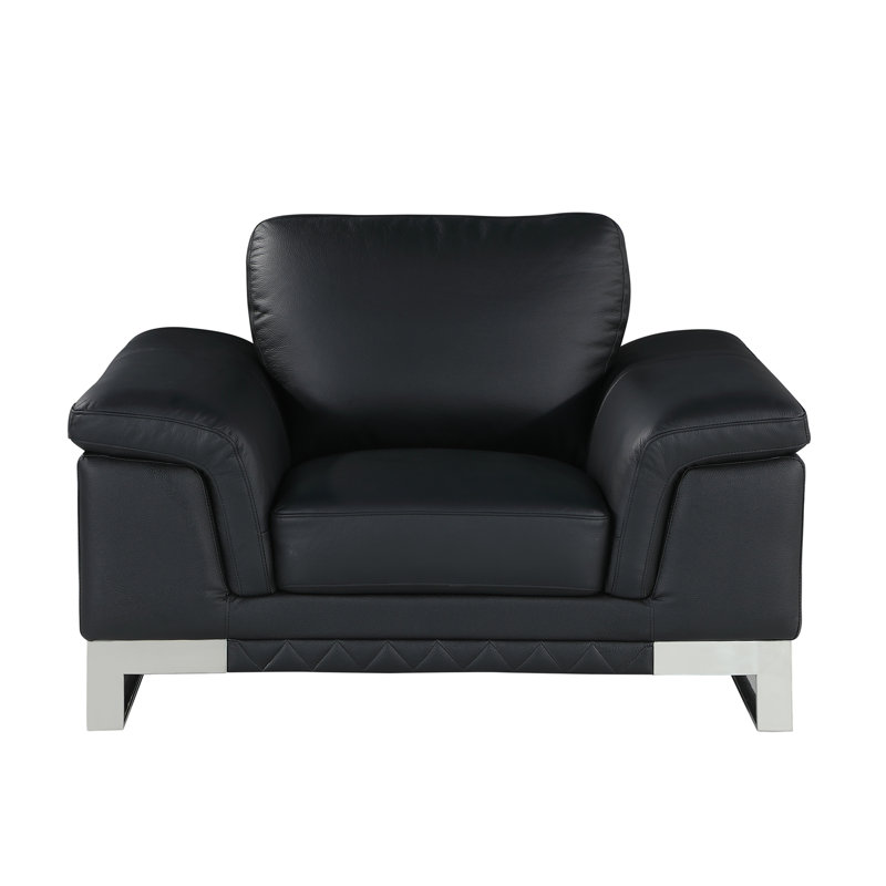 Chaise en cuir italien à grain supérieur, Noir