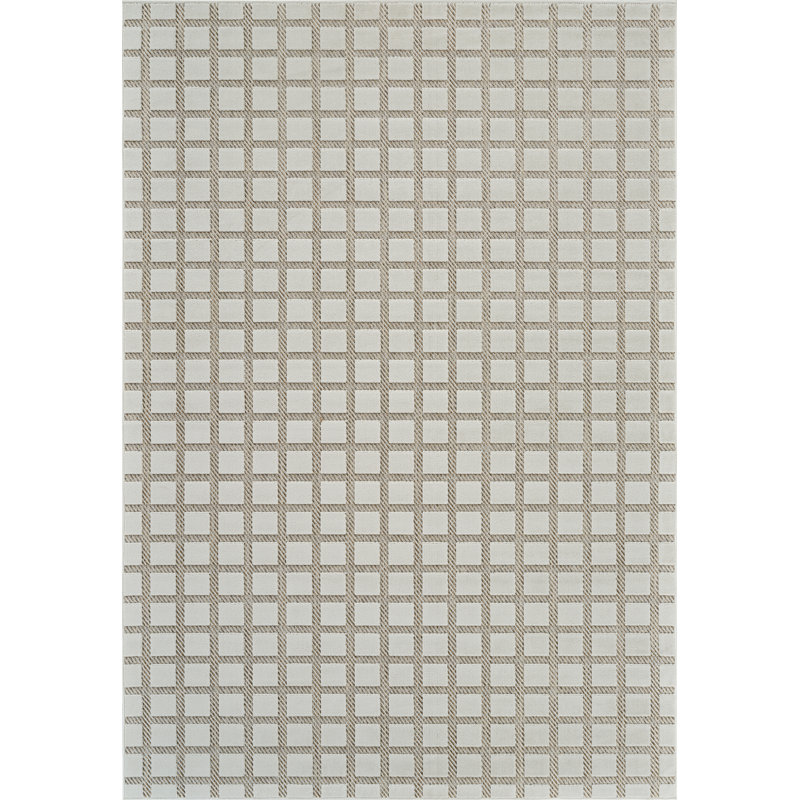 Rug Branch Hunter 6' x 9' (5'11" x 9'0") Cream/Beige Geometric Indoor Area Rug, Contemporary, Low Pile, Stain-Resistant Carpet - Living Room, Bedroom, Dining Room, and Kitchen