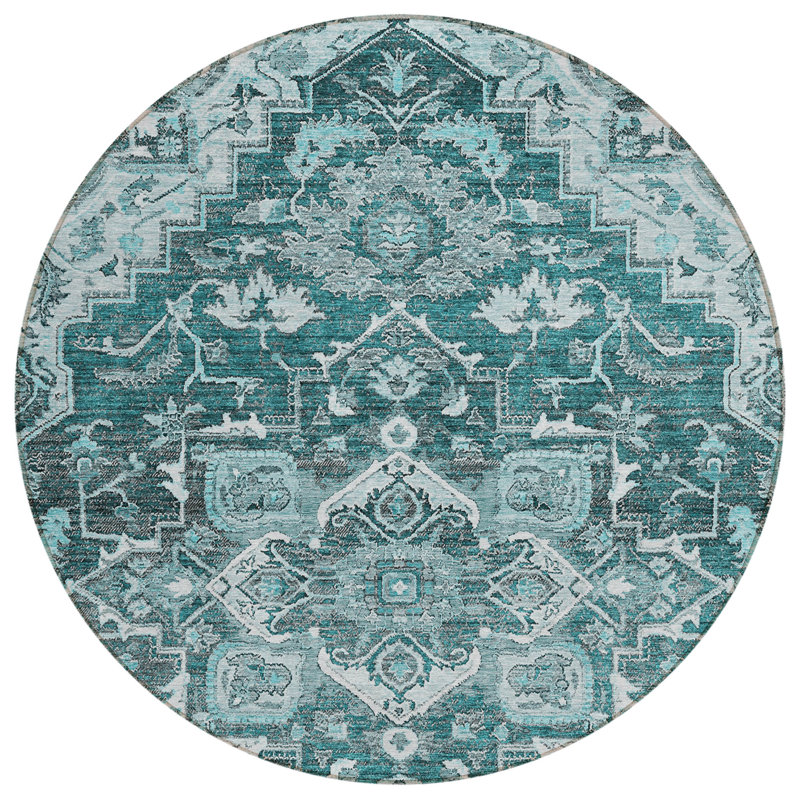Malchow Washable Oriental Indoor / Outdoor Rug, Round 8'
