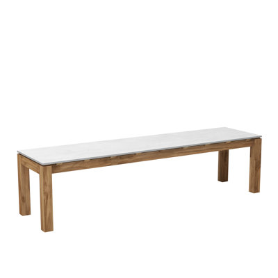 Alburgh 70" Ceramic Top Teak Bench - Taupe