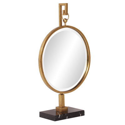 Medallion Round Metal Beveled Mirror