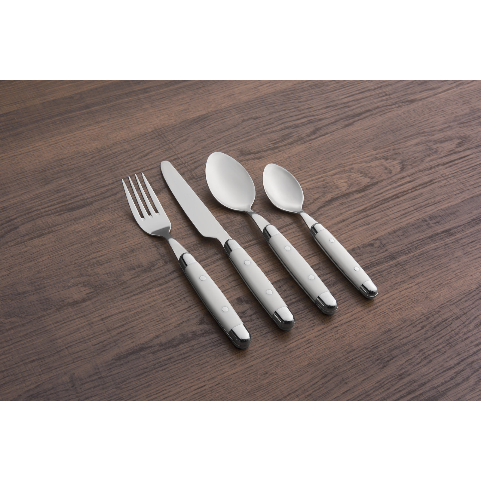 Stainless Steel Flatware Set - Service for 4, White
