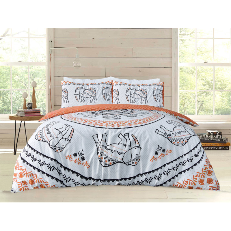 St. Charles Cotton Blend Animal Print Duvet Cover Set with Pillowcases, Rust, Single - 1 Standard Pillowcase