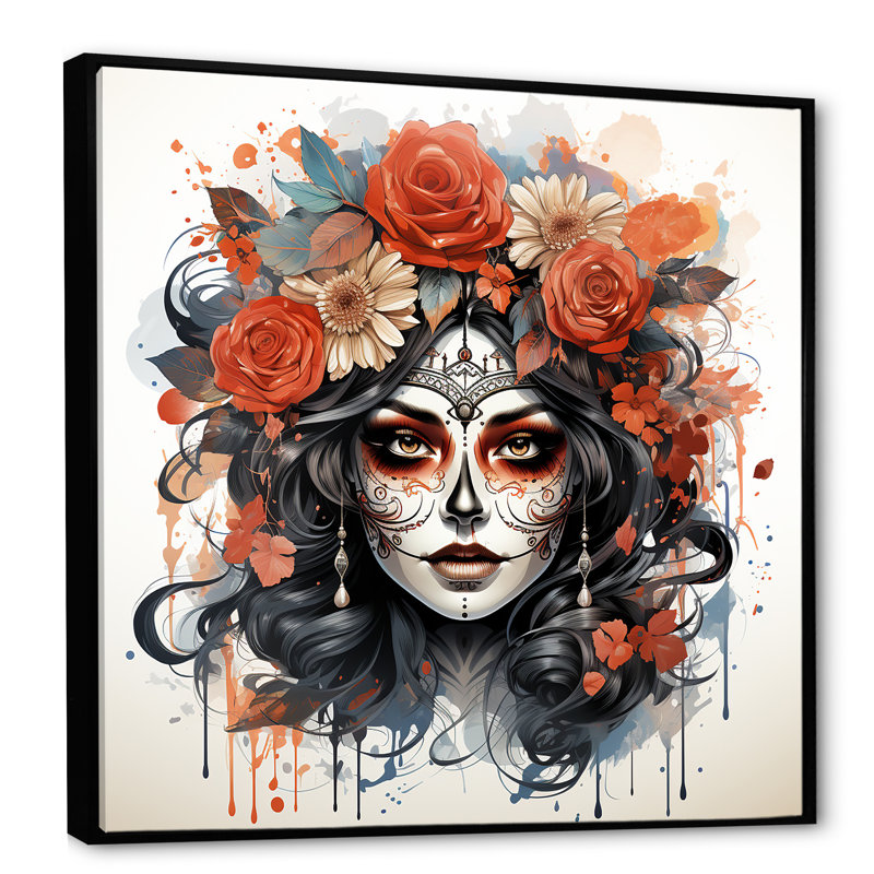 Jour des morts, "Diva", reproduction d'art sur toile encadrée, H 30 po x l 30 po x P 1,5 po, Cadre flottant noir