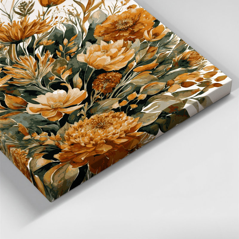 "Watercolor Floral 52", art mural sur toile brune, H 8 po x l 10 po