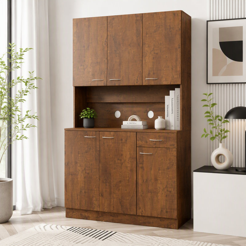 70,87 po de hauteur garde-robe et armoire de cuisine avec 6 portes, Noyer