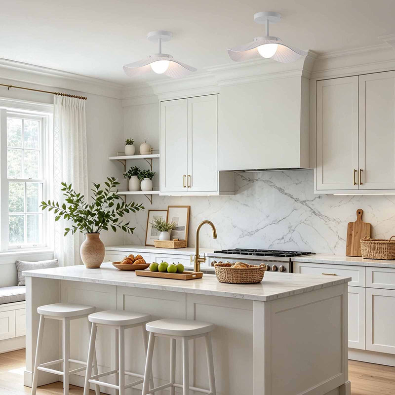 1 - Light LED Unique/Statement Fabric Semi Flush Mount Ceiling Light