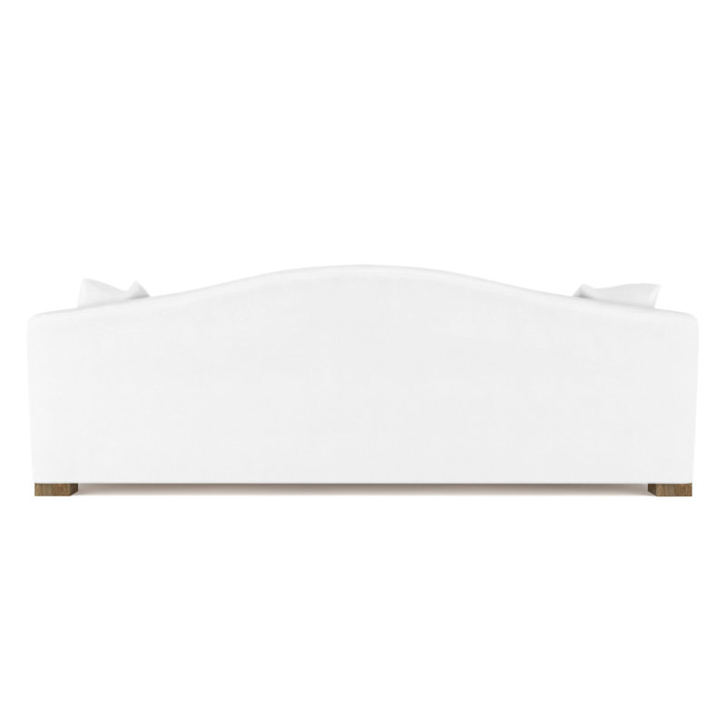 Horatio Camelback Taper Curved-Arm Sofa, 33" H x 84" W x 36" D, Vintage Leather Blanc, Weathered