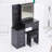 37" Middle Size Left Bedside Cabinet Vanity Table + Cushioned Stool, Large Sliding, Touch Control, Tri-Color Switching, Brightness Adjust LED Mirror, High Capacity Storage, Suitable For Middle Space-1780480369