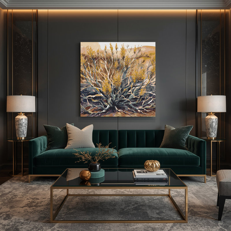 «Southwestern Plants Creosote Bush 156», art mural sur toile beige, 8" H x 8" W
