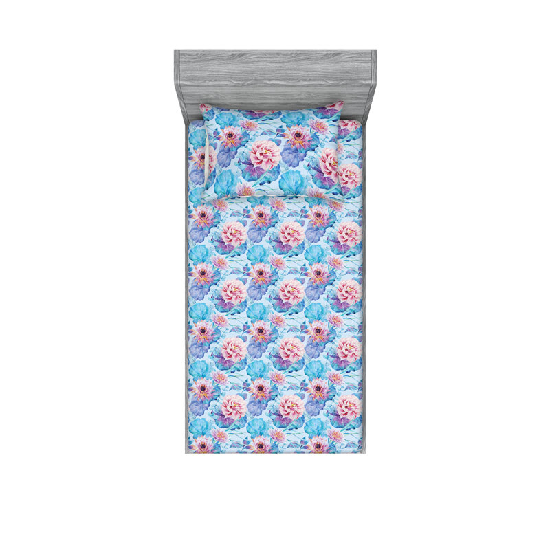 Microfiber Sheet Set, Blue Animal Print, Queen Sheet Set with 2 Pillowcases