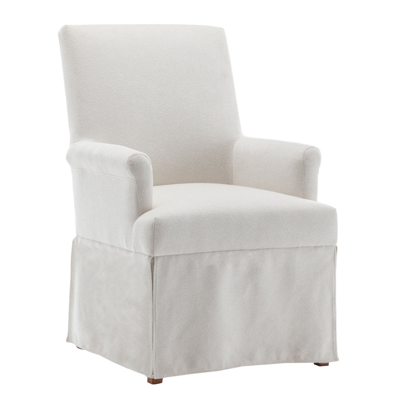Chaise avec accoudoirs rembourrée Betti, Crème Boucle