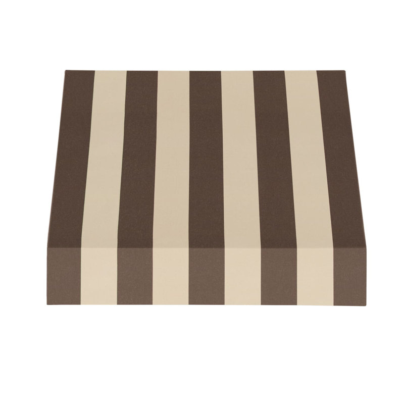 Auvent fixe en tissu acrylique New Yorker Awntech, H 24 po x l 52,5 po x P 36 po, Rayures brun / brun clair