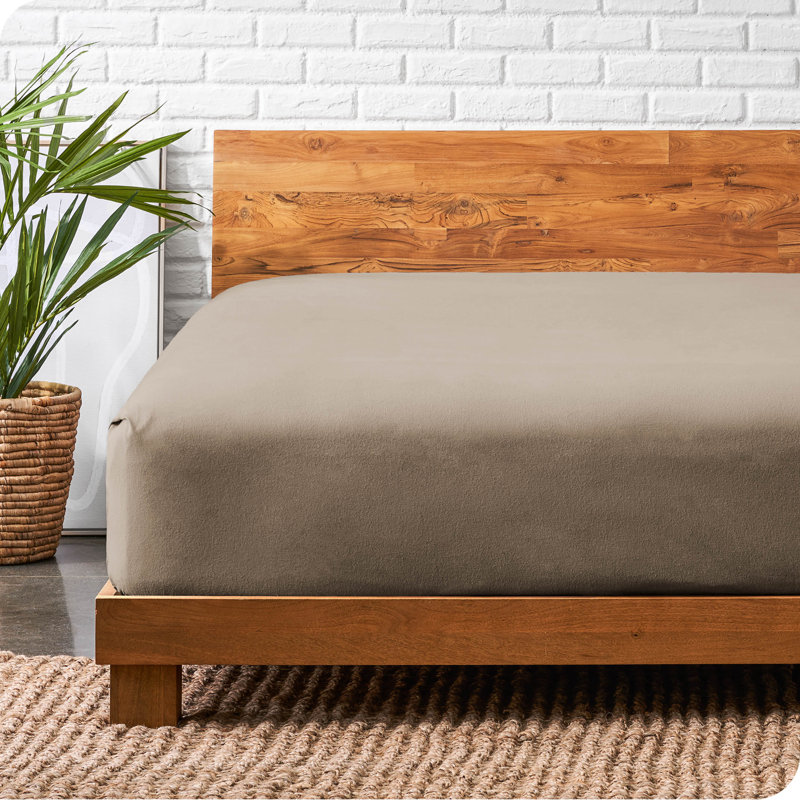 Twin Taupe Cotton Flannel Deep Pocket Fitted Sheet