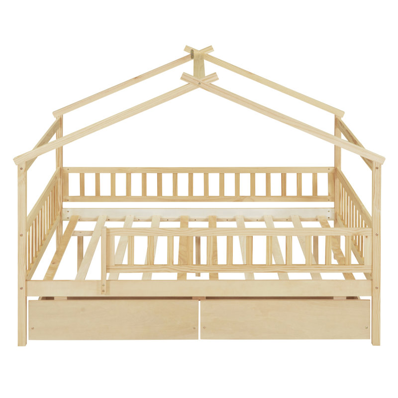 Lit en bois avec 2 tiroirs