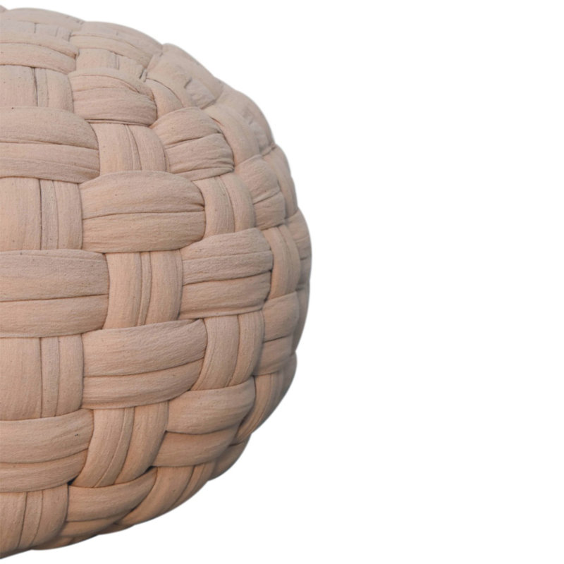 Kresten 48cm Wide Round Solid Colour Pouffe Ottoman, Cream