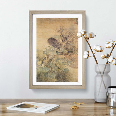 Blue Heron & Hibiscus by Matsumura Goshun - Picture Frame Painting