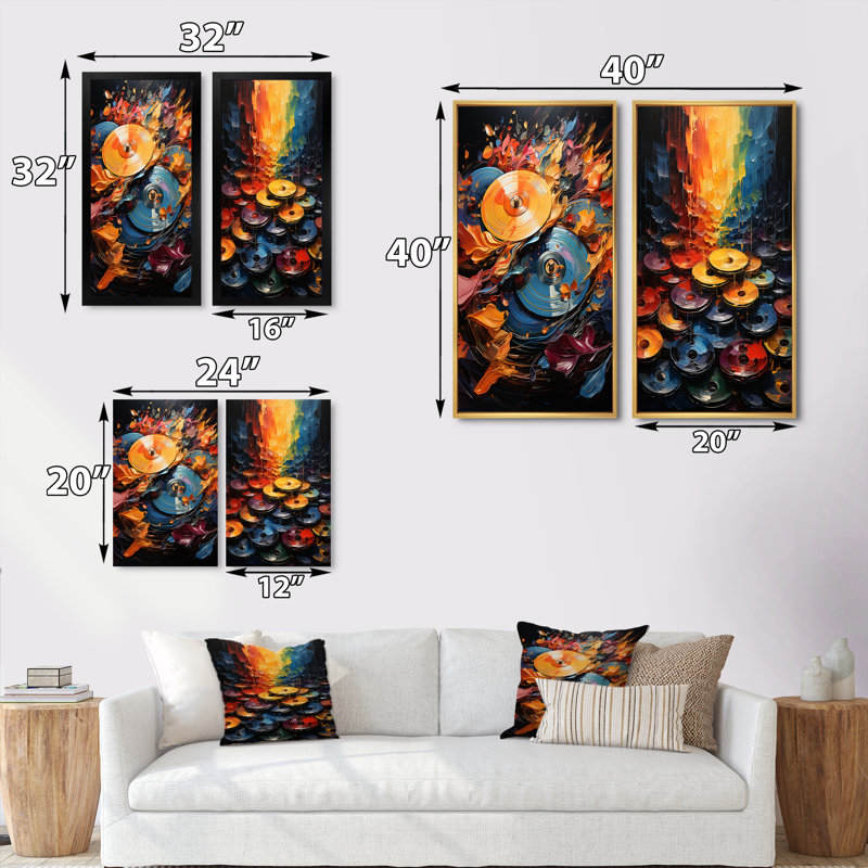 "Colourful Symmetris I", 2 pièces, Toile tendue, H 40 po x l 40 po