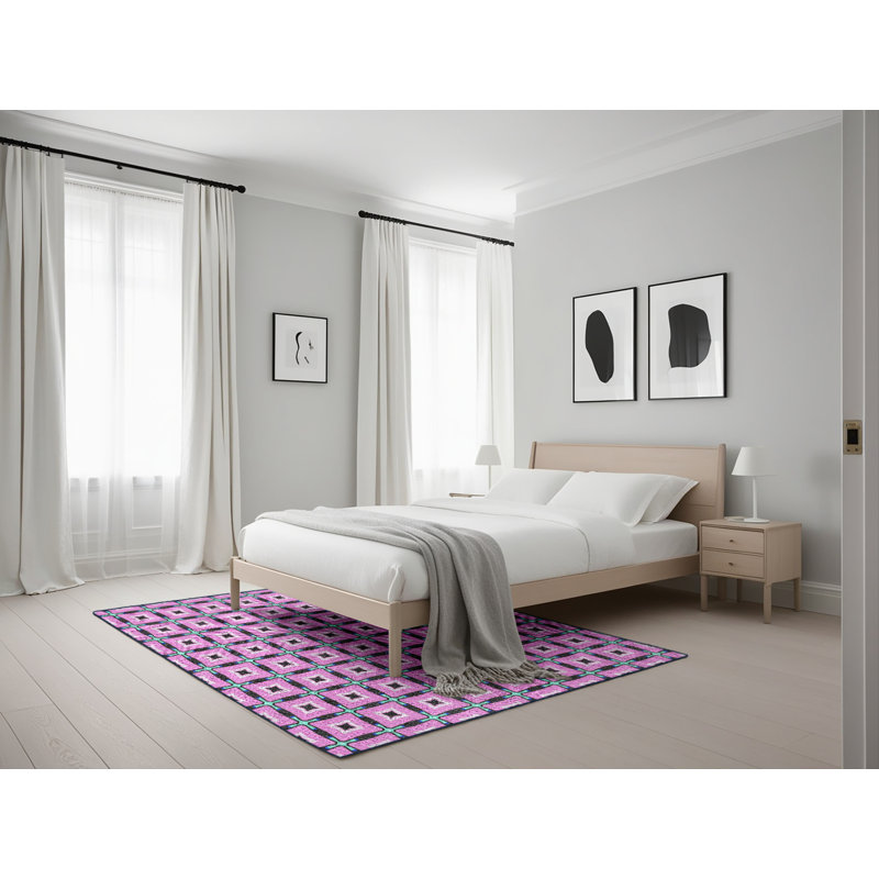 Tapis mauve à métier motorisée, Rectangle 5 pi x 7 pi
