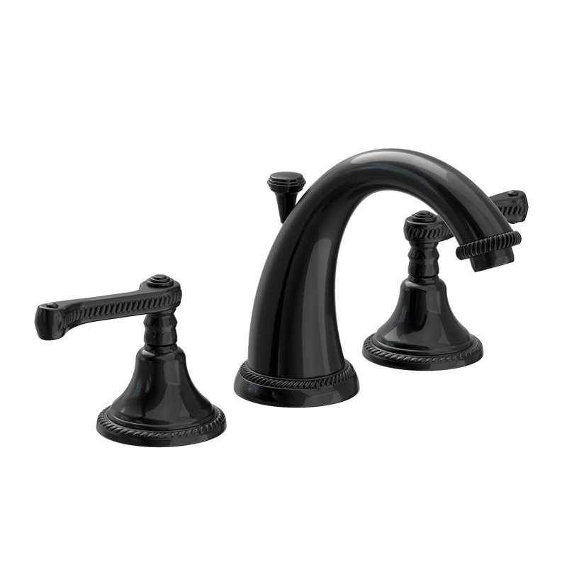 Amisa Widespread Bathroom Faucet with Drain Assembly, Gloss Black