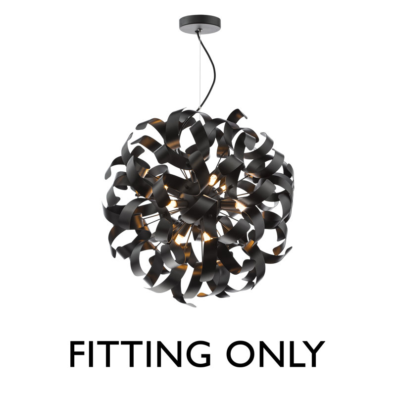 - Light Pendant, Matt Black, 9 Lights, 195cm H x 50cm W x 50cm D