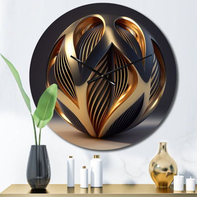 Horloge murale Op-Art Retro Gold