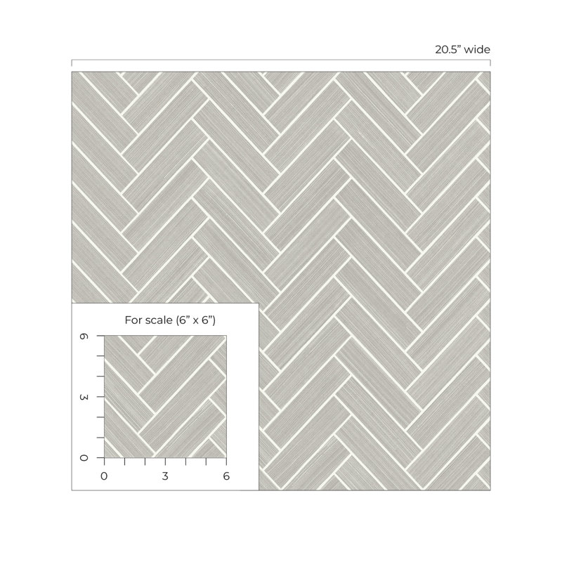 Chevron Vinyl Peel & Stick Metallic Wallpaper Roll, Warm Stone/Metallic Pearl