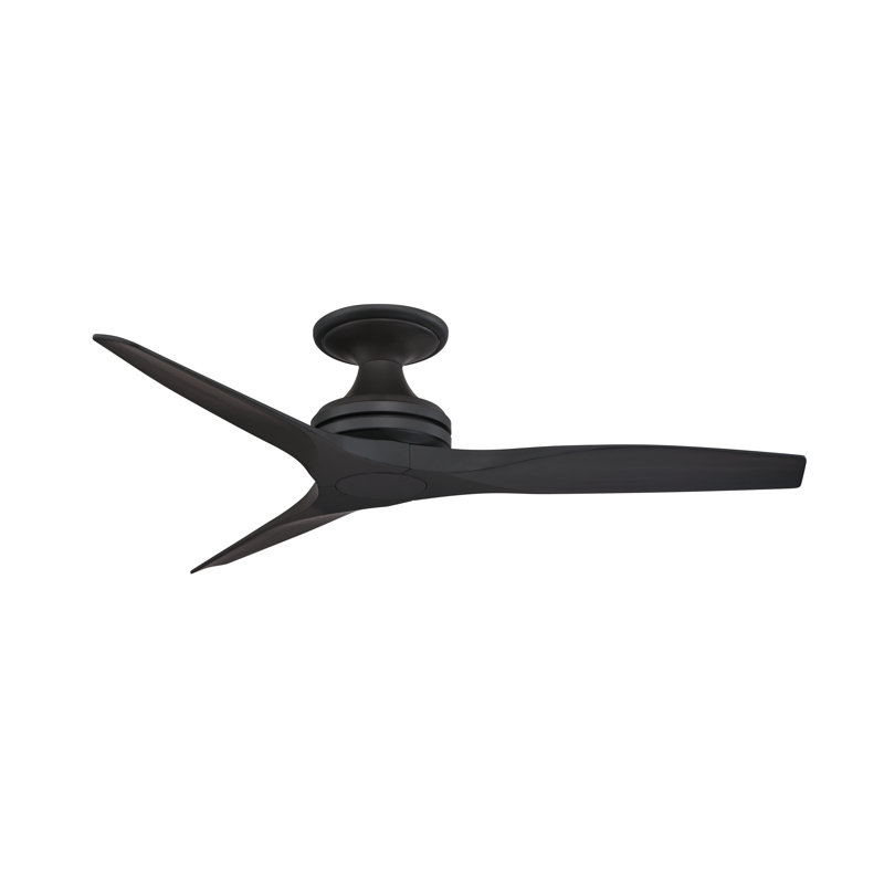 Spitfire 48 Inch Indoor/Outdoor Propeller Flush Mount Ceiling Fan with Remote Control - Black with Black Blades, Black, Black
