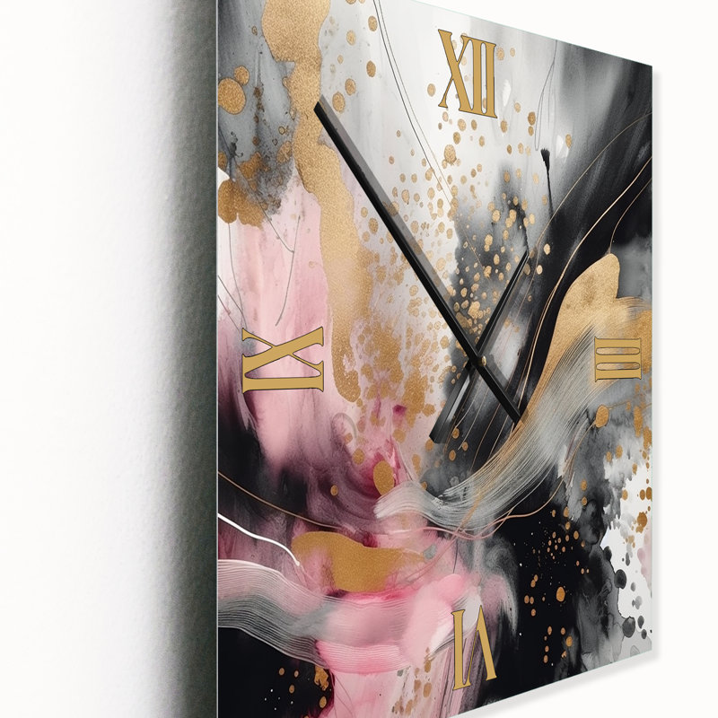 Texture Splash Marble III - Horloge murale abstraite en marbre, H 32 po x l 16 po x P 1 po