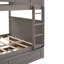Lit superposé double au-dessus de double avec lit gigogne simple, lit superposé en bois de pin avec garde-corps, gris brossé (ancien SKU: LT000044AAN)