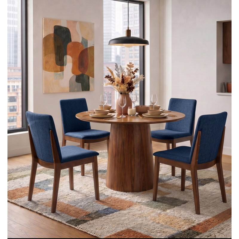 Barriento 18.9'' H Upholstered Parsons Chair, Blue Linen
